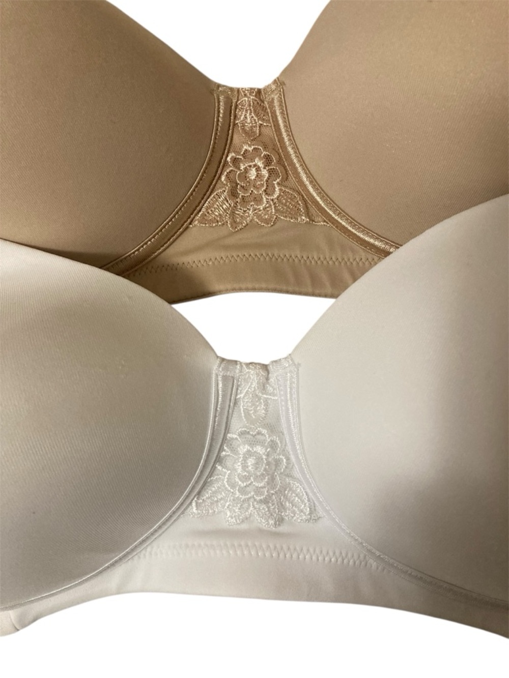 Set of 2 Vanity Fair Size 36C Tan/Beige and White Light Padded Wireless Bras - Picture 5 of 12